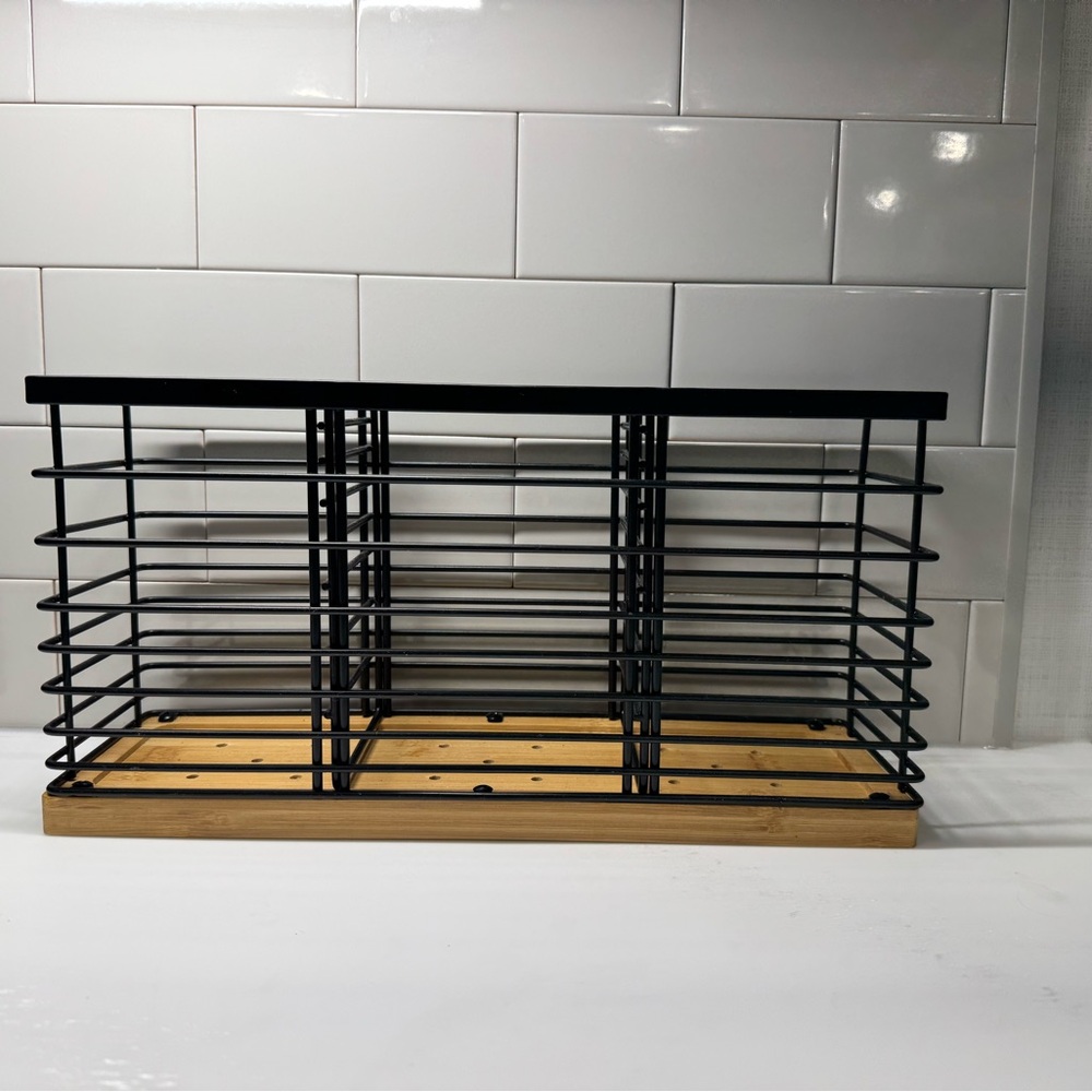 Black and Wood Storage Rack